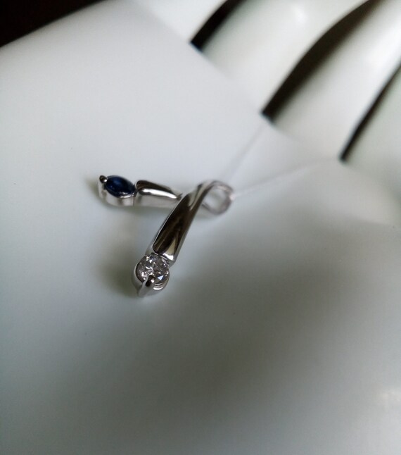 10k gold natural diamond blue sapphire pendant ge… - image 6