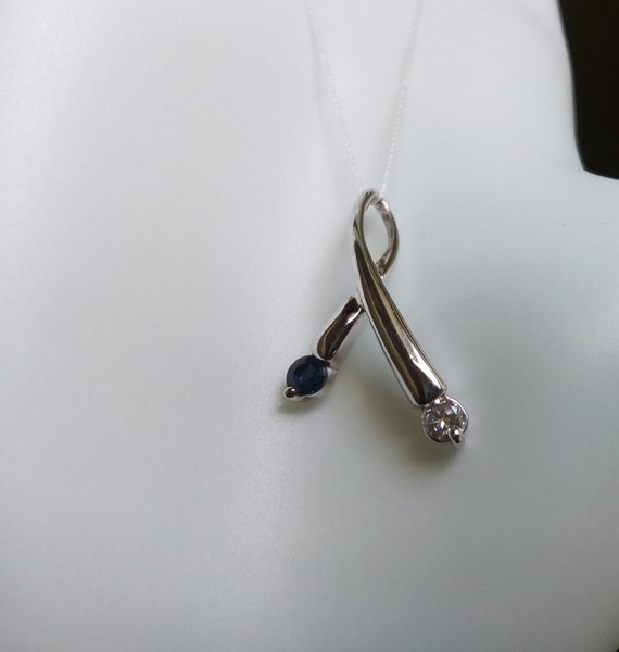 10k gold natural diamond blue sapphire pendant ge… - image 7