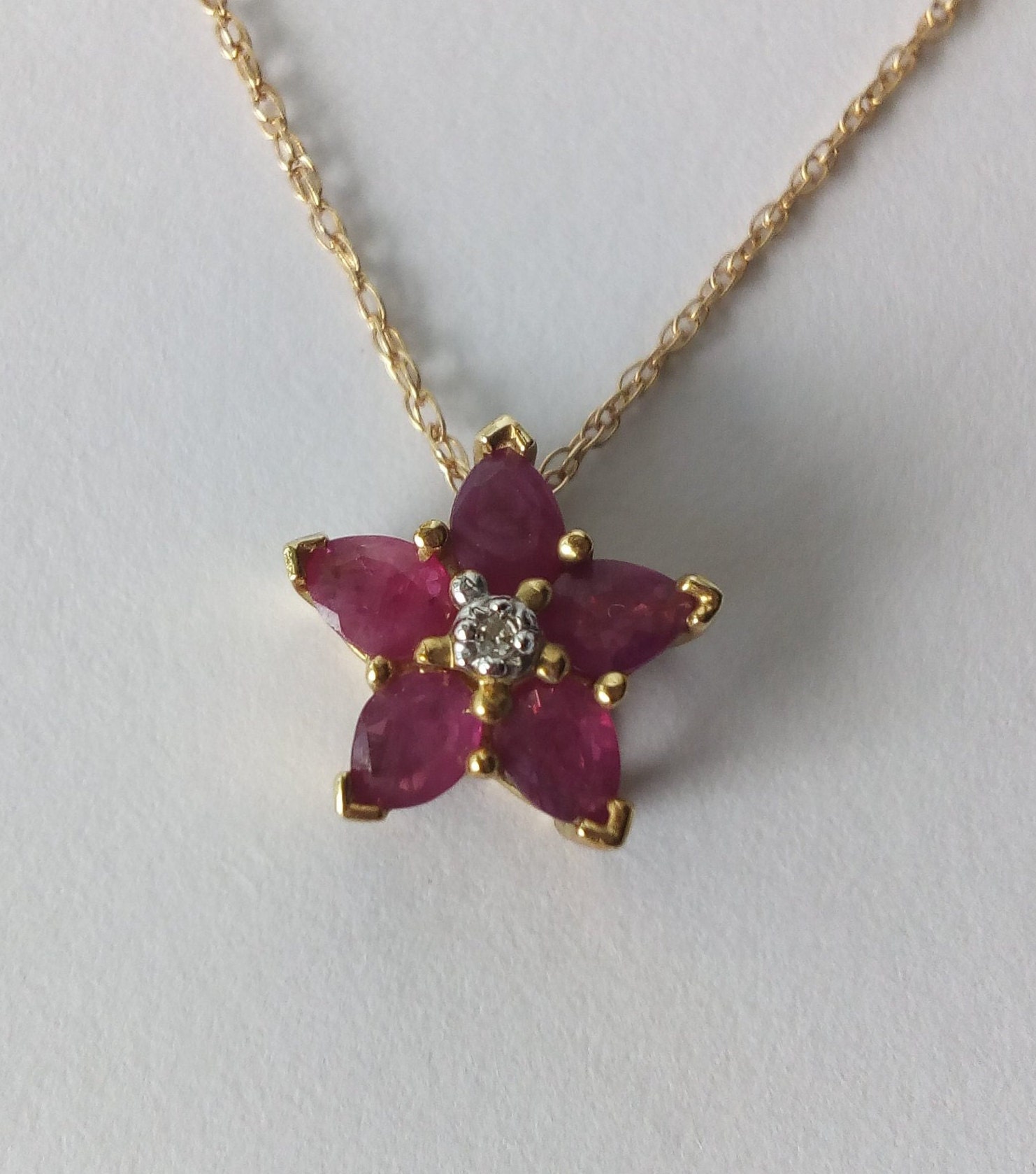 10k Gold Natural Ruby Pendant Yellow 