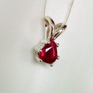 Certified Natural Burma Ruby Pendant 0.61ct Pear Solitaire Sterling Silver