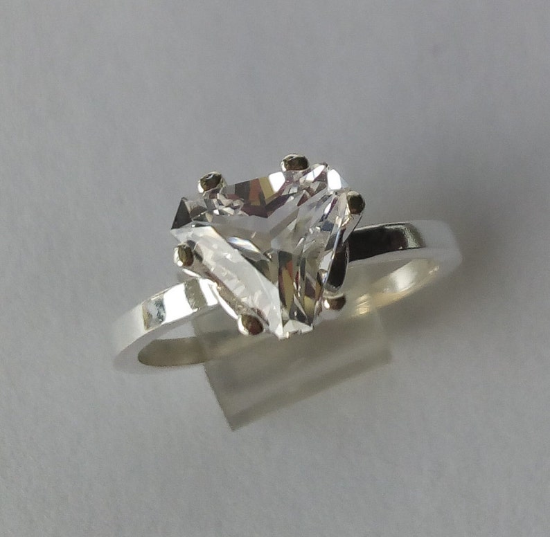 natural white topaz ring flawless unheated fancy trillion image 0