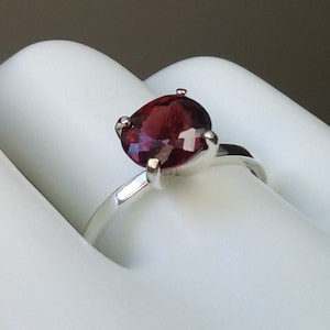 Natural Garnet Ring Size 8 Orangish Red 2.03 Carat genuine Gemstone Solitaire Sterling Silver 925 Jewelry Gift