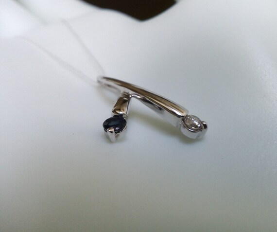 10k gold natural diamond blue sapphire pendant ge… - image 4