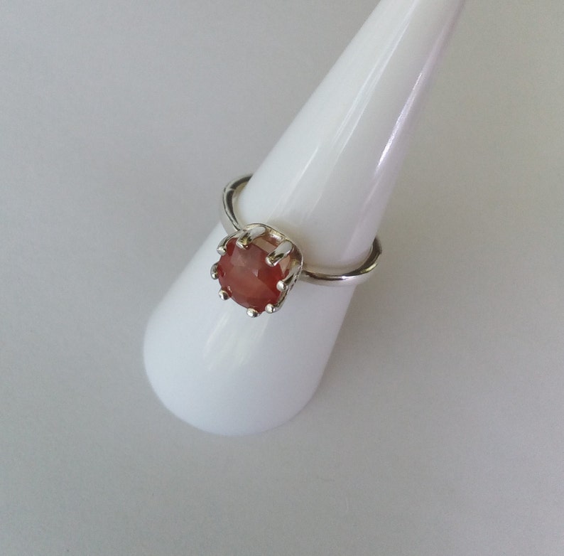 natural orange sapphire ring sterling silver ring size 7 songea sapphire solitaire ring cushion promise engagement ring jewelry
