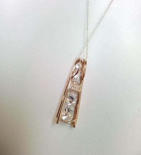 10k Solid Yellow Gold Graduated Linear Pendant Fi… - image 6