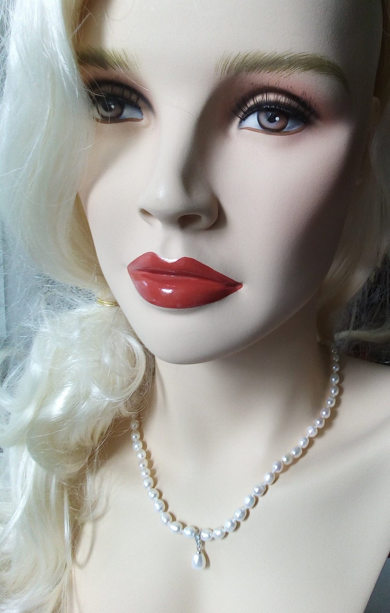 Cultured White Pearl Necklace Adjustable Length 17 to 19 Etsy