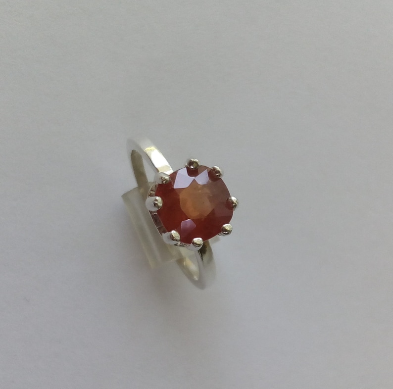 natural orange sapphire ring sterling silver ring size 7 songea sapphire solitaire ring cushion promise engagement ring jewelry