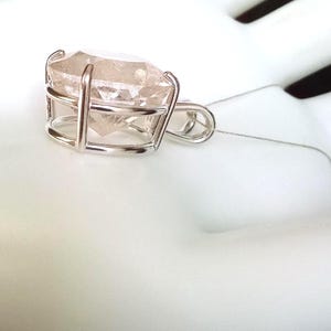 Large Faceted Golden Rutile Quartz Pendant 18mm Round Natural Rutilated Quartz Sterling Silver Jewelry image 5