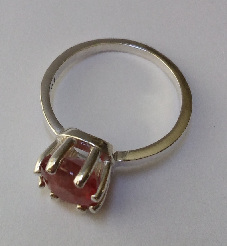 natural orange sapphire ring sterling silver ring size 7 songea sapphire solitaire ring cushion promise engagement ring jewelry