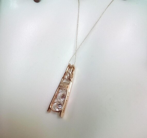 10k Solid Yellow Gold Graduated Linear Pendant Fi… - image 7