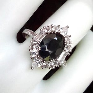 2.61 carat natural midnight blue sapphire ring size 7 sterling silver 925 white topaz band jewelry gift