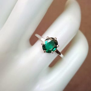 Natural Green Topaz Ring Oval Solitaire Sterling Silver Size 7