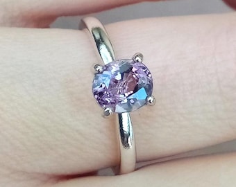 Natural Spinel Ring Pinkish Purple Tanzania Gem Sterling Silver Size 7