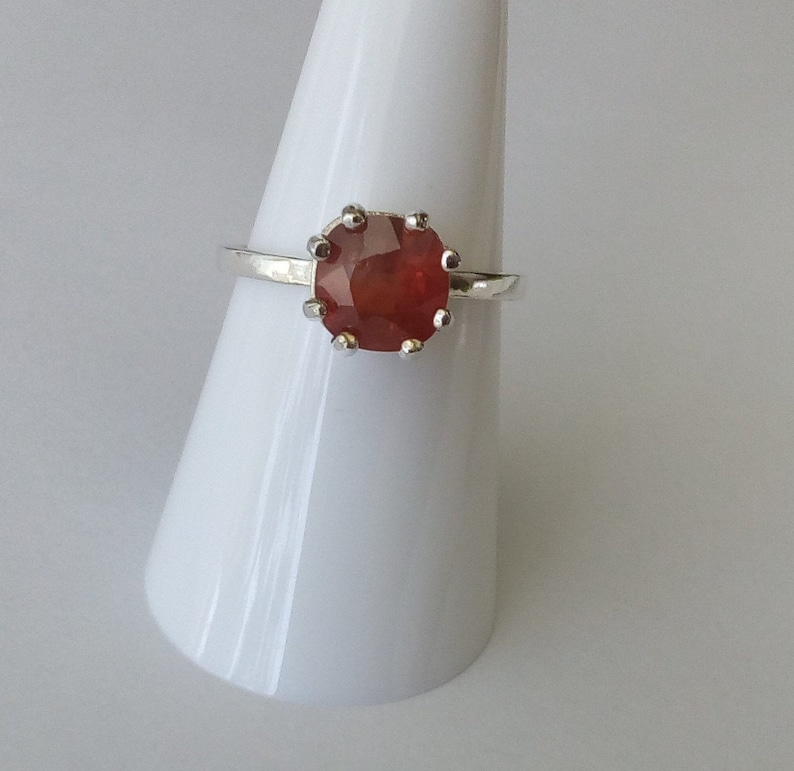 natural orange sapphire ring sterling silver ring size 7 songea sapphire solitaire ring cushion promise engagement ring jewelry