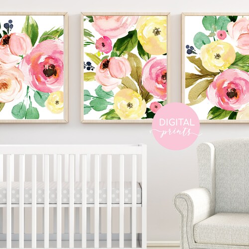 Printable Blush Pink Rustic Nursery Wall Decor for Baby Girl - Etsy