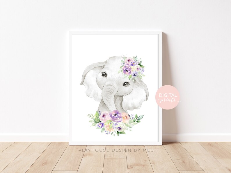 Girl Nursery Decor Safari Nursery Decor Elephant Print Soft Etsy