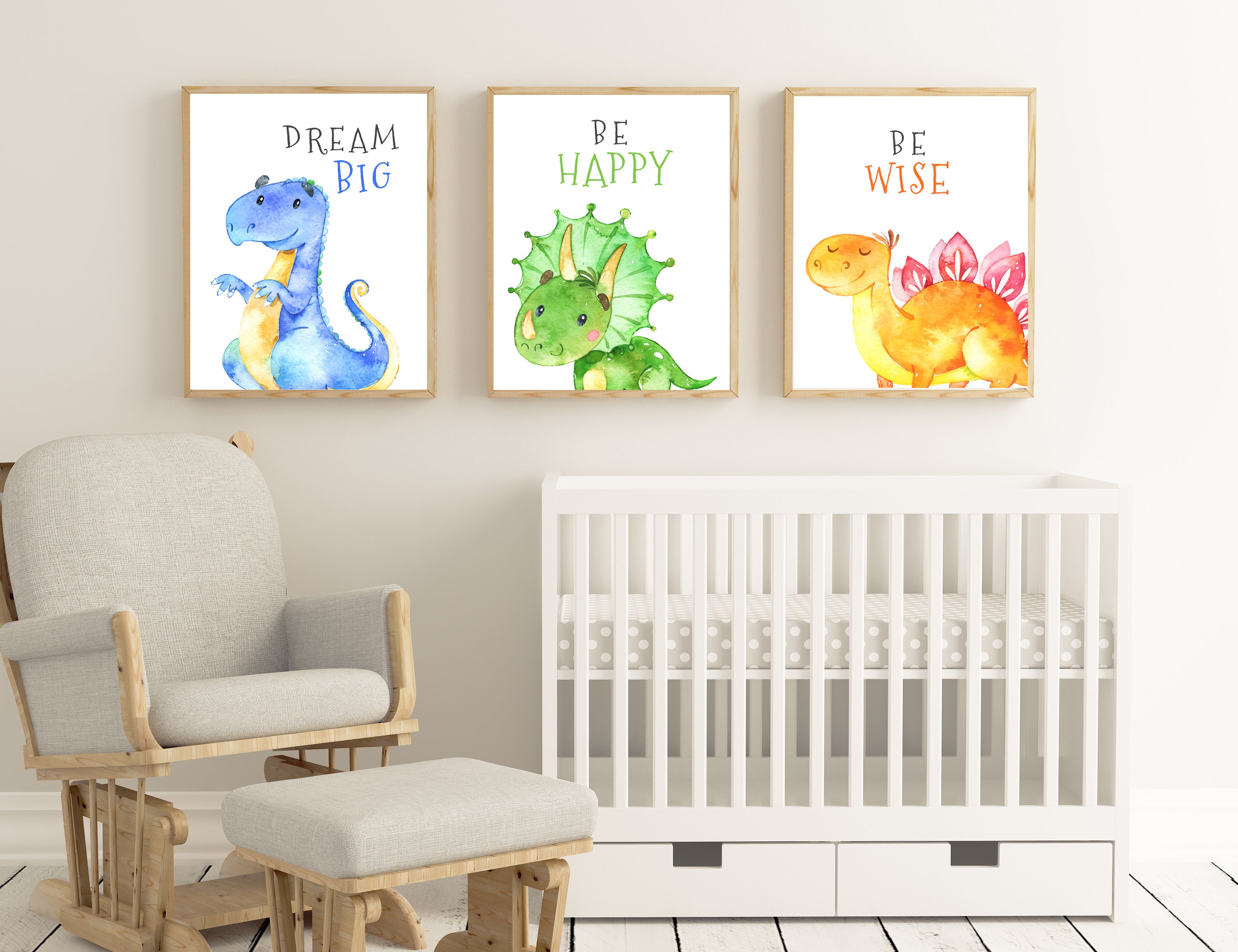 Dinosaur Nursery Wall Art Set Baby Nusery Decor Nursery | Etsy