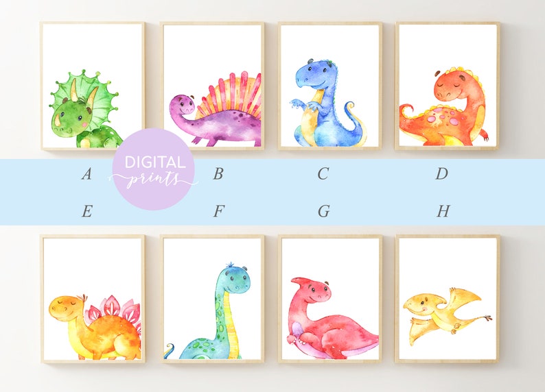 Dinosaur Nursery Wall Art Set Baby Nusery Decor Nursery Etsy