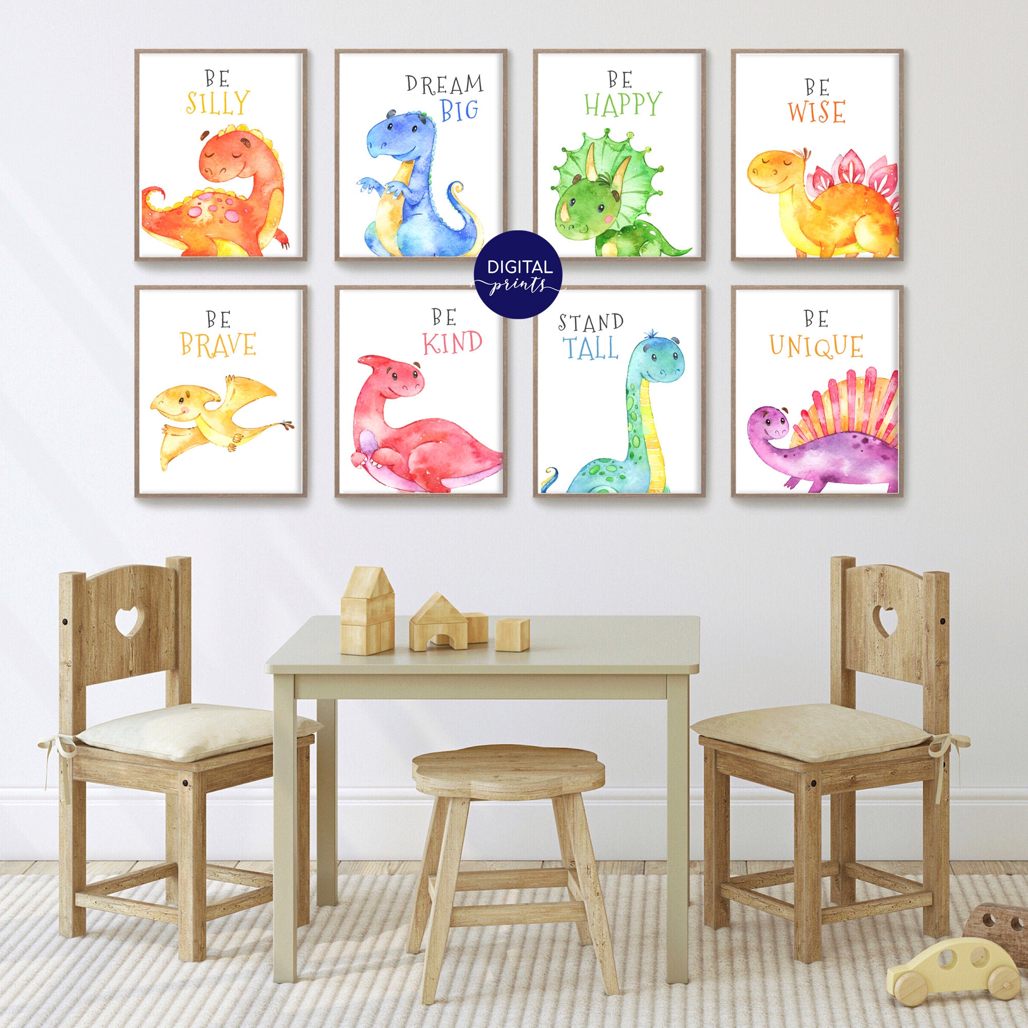 Dinosaur Nursery Prints Dinosaur Nursery Decor Wall Art Etsy