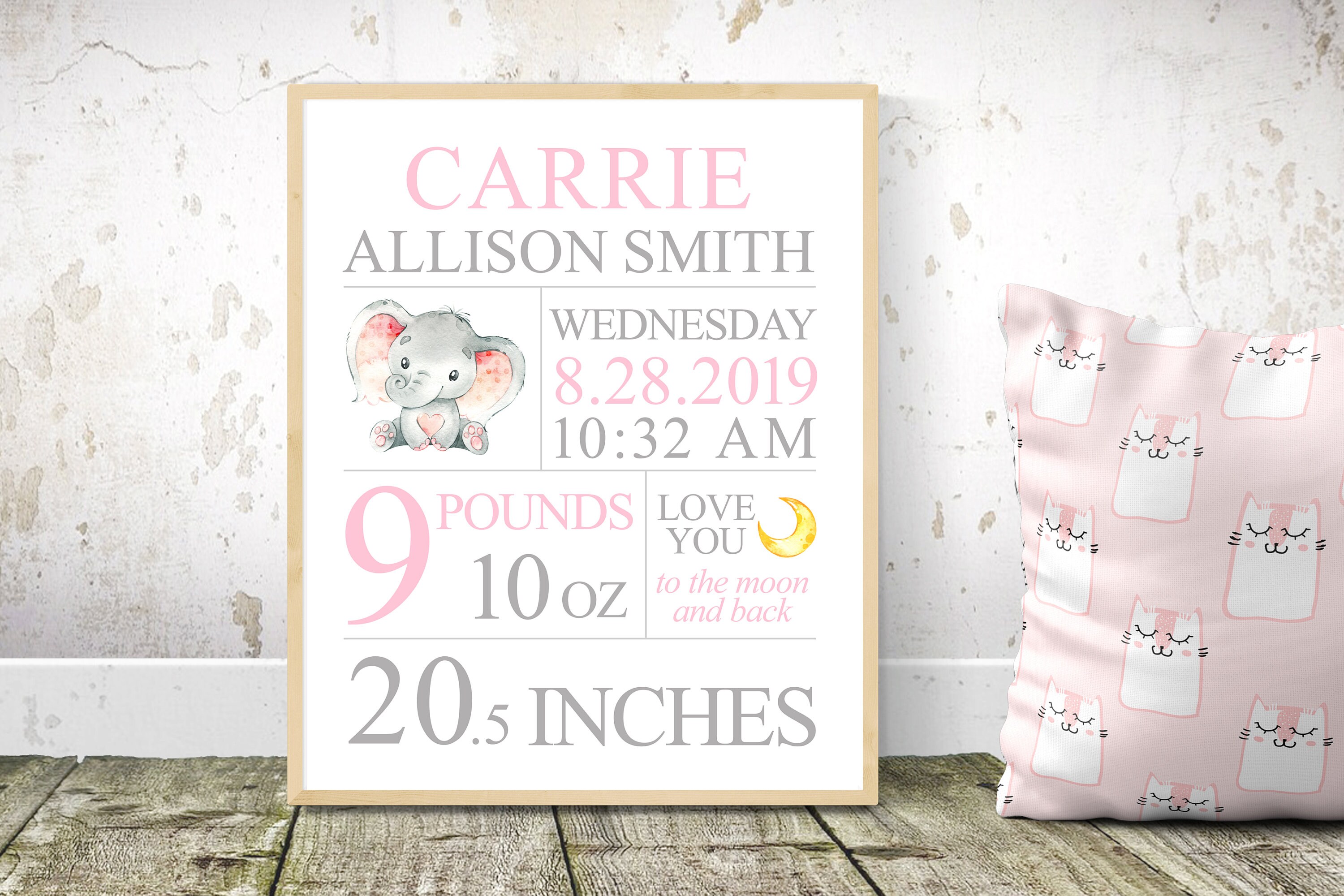 Baby Boy Birth Stats Wall Art Birth Annoucement Nursery Wall Etsy