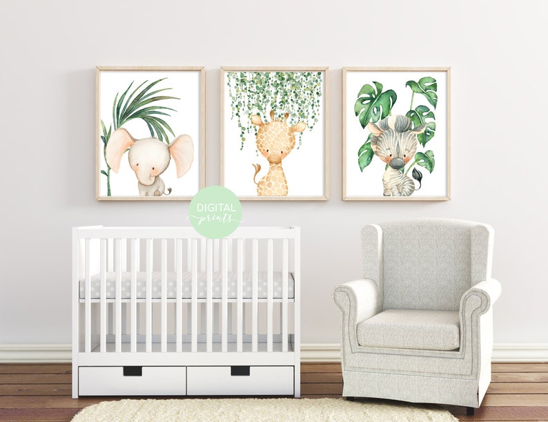 Safari Nursery Decor Nursery Wall Art Jungle Animals Baby Etsy