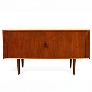 Svend Larsen Mid-Century Danish Modern Teak Credenza Tambour Doors