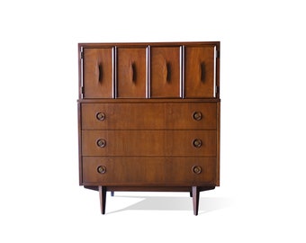 Albert Parvin for American of Martinsville Mid-Century Diamond Highboy Tall Chest