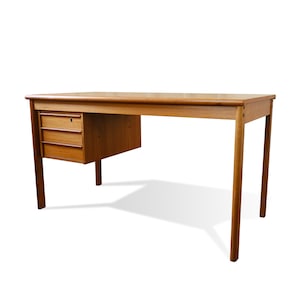 Teak and Sycamore Compact Home Office Desk and Storage