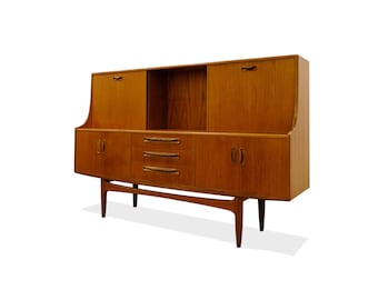 Vintage English Modern G-Plan Teak Sideboard Hutch