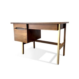 Vintage Mid-Century Walnut and Brass Desk by American of Martinsville