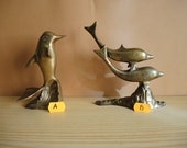 ONE Vintage Solid brass Dolphin figurine housewares Library Decor BRASS figurine metal art decorative brass animal paperweight
