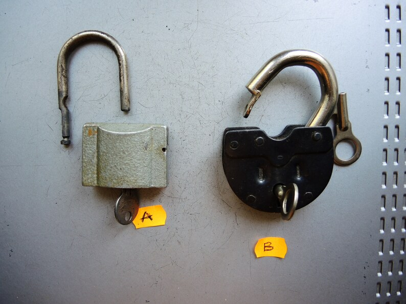 ONE!! Soviet era Working Padlock with key made in USSR 1980s door Padlock door locks collectible padlock Old style lock with key