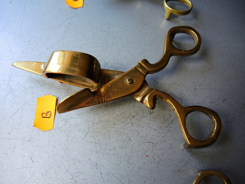 ONE Vintage Antique Solid Brass CANDLE SNUFFER scissors / Etsy