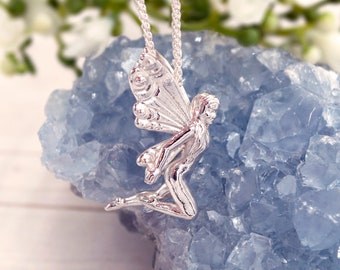 Silver Fairy Necklace | Handmade Jewellery | Fairy Charm Pendant | Faerie Gift | Cute Necklace | Fantasy Jewellery