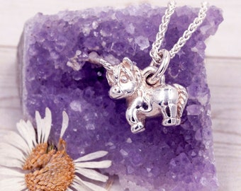 Silver Small Unicorn Necklace | Handmade Jewellery | Unicorn Charm Pendant | Unicorn Gift | Cute Necklace