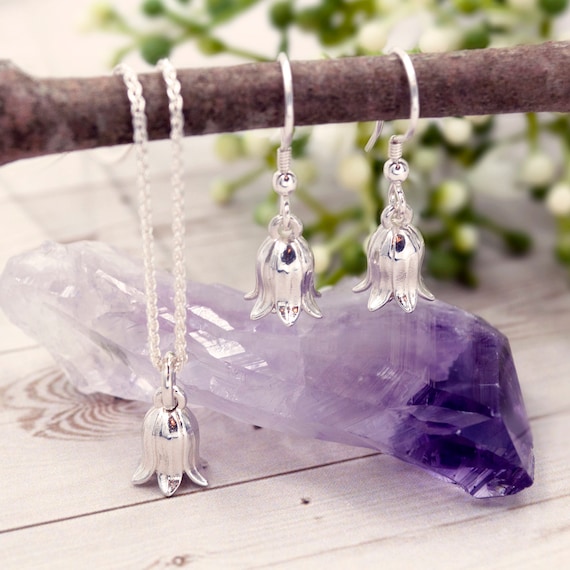 Silver Bluebell Necklace Handmade Jewellery Blue Bell Charm
