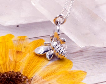 Silver Bee Necklace | Handmade Jewellery | Bee Charm Pendant | Insect Gift | Cute Necklace | Mother's Day Gift