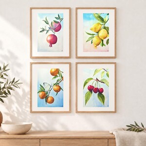 Mediterranean cherry branch — original watercolor painting image 3