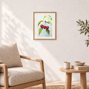 Mediterranean cherry branch — original watercolor painting image 2