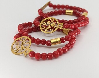 Pomegranates flat gold plated earrings and bracelet pomegranate charm jewelry ruby red, gift for her,  handmade gold plated, love yourself