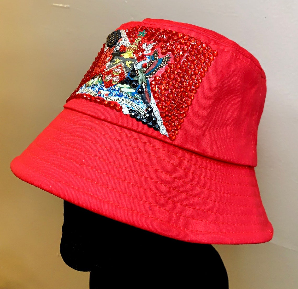 Trinidad and Tobago Bucket Hat With Rhinestones and Crystals Etsy