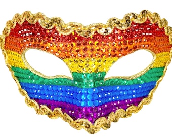 Hand Stoned LGBTQ Pride Mask with Crystals