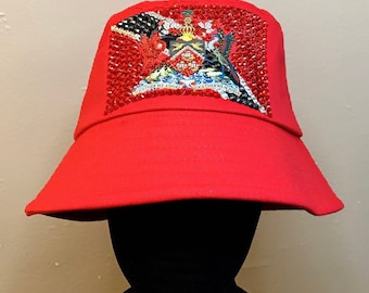 Trinidad and Tobago Bucket hat with Rhinestones and Crystals