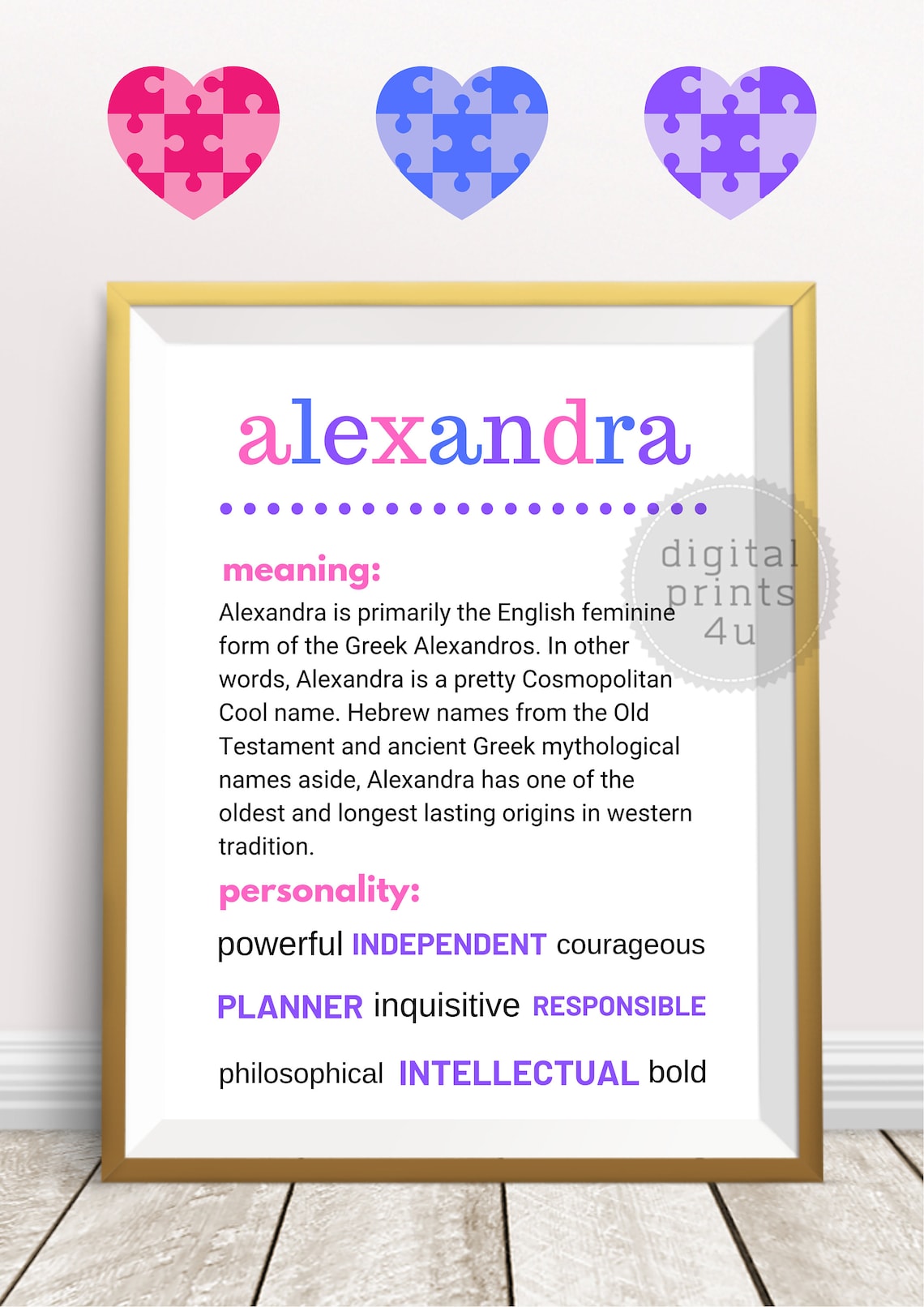 Alexandra name print name meaning print digital name Etsy