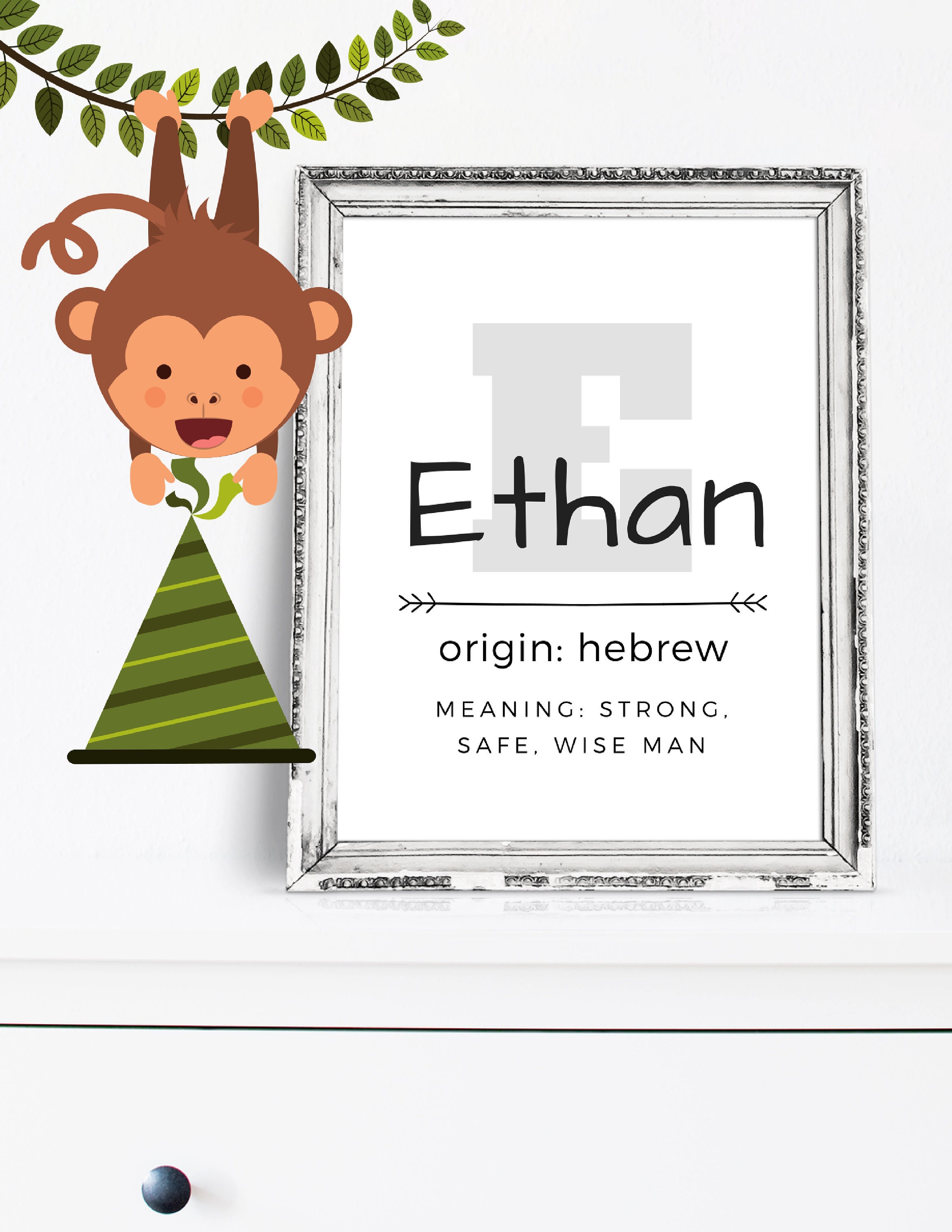 Name print digital name meaning name name origin wall Etsy