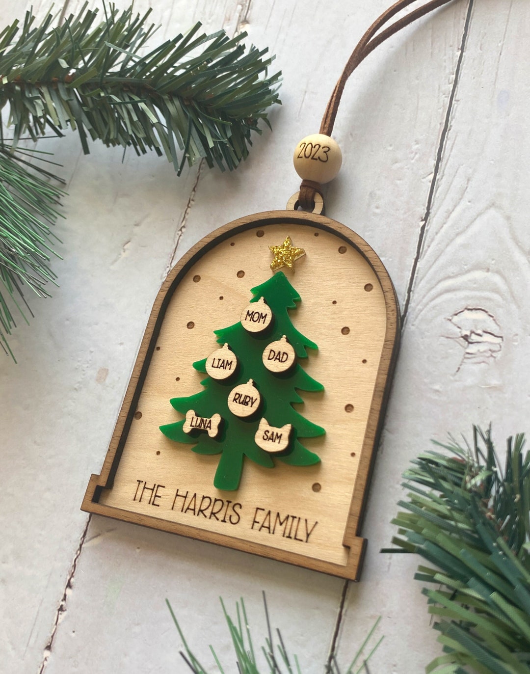 Personalized FAMILY Names Christmas Tree Ornament 2023 Etsy