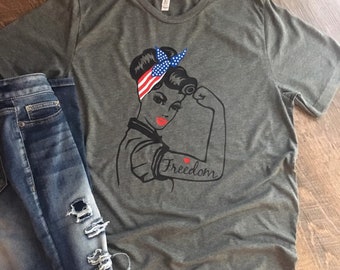 Custom USA Rosie the Riveter tee shirt