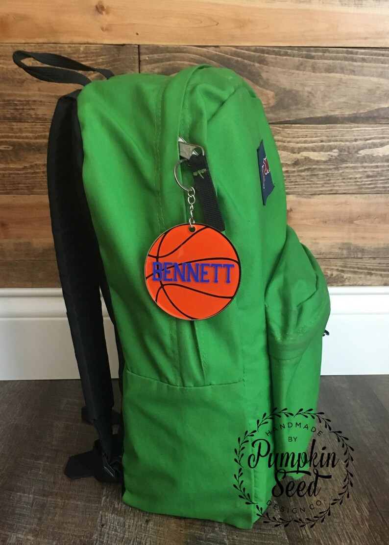 3 Acrylic Personalized Sports Book Bag Keychains Tags Etsy