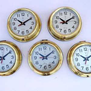 Brass World Wall Clock Vintage 1990&#39;s Maritime Slave Clock Navigation Ships Marine Boat Nautical Quartz wall clock Industrial Retro clock