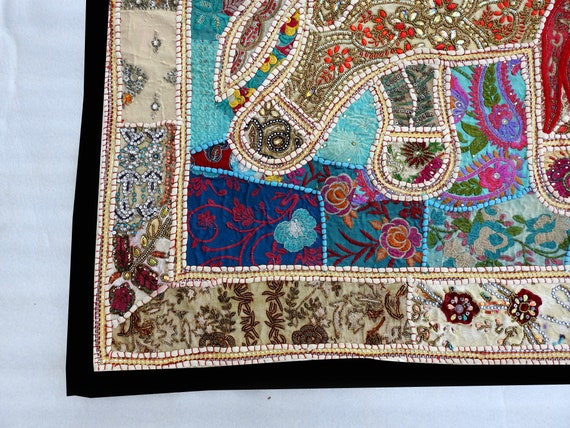 Éléphant suspendu vintage patchwork tapisserie Boho fait
